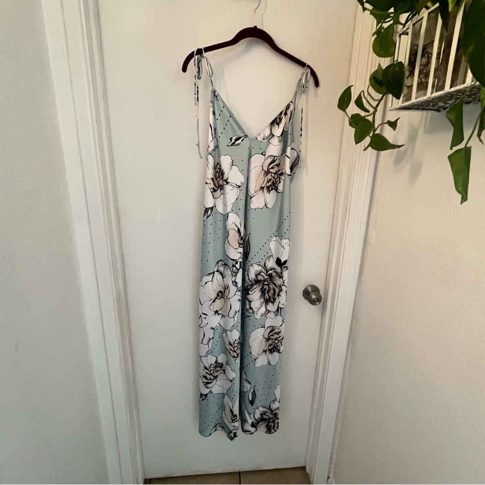 Floral Maxi Dress in Light Blue and White